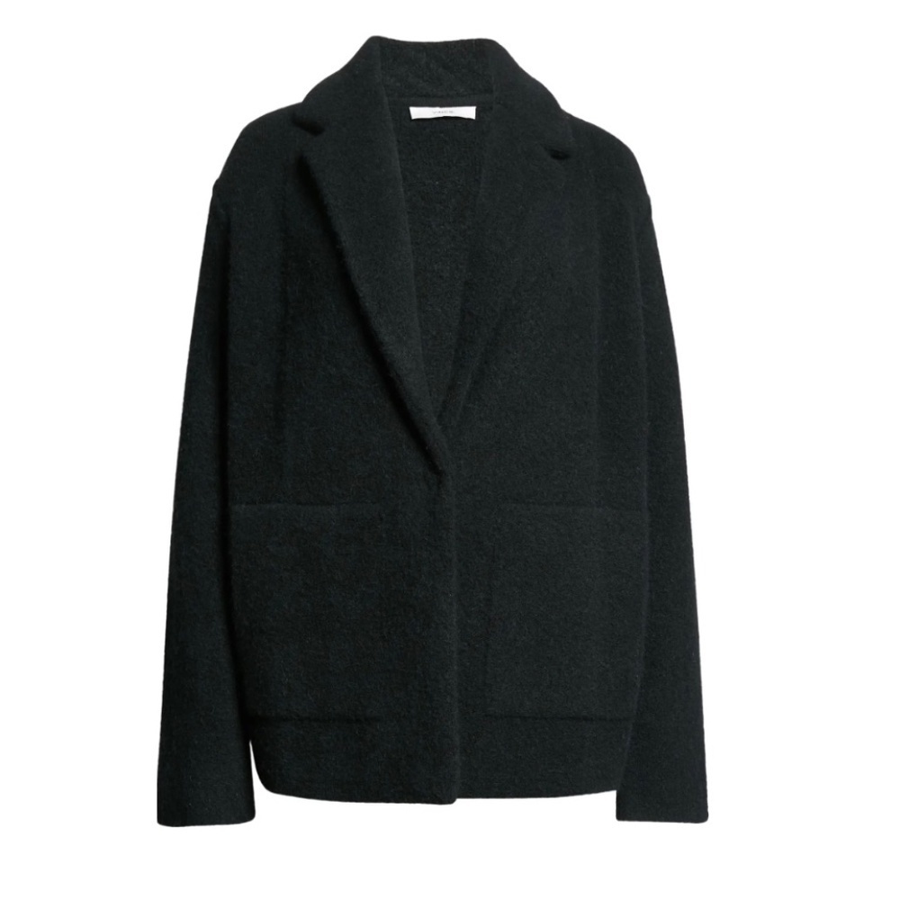 VINCE Oversized Sweater Knit Blazer Merino Wool Alpaca Black Open Front Large - Picture 4 of 16